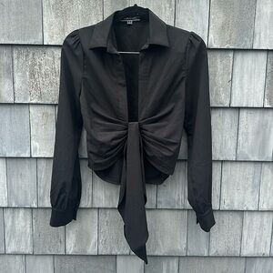 Blue Blush Black Collared Crop